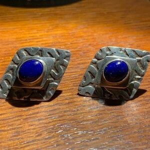 Lapis Lazuli Sterling Post Earrings 7.45 grams